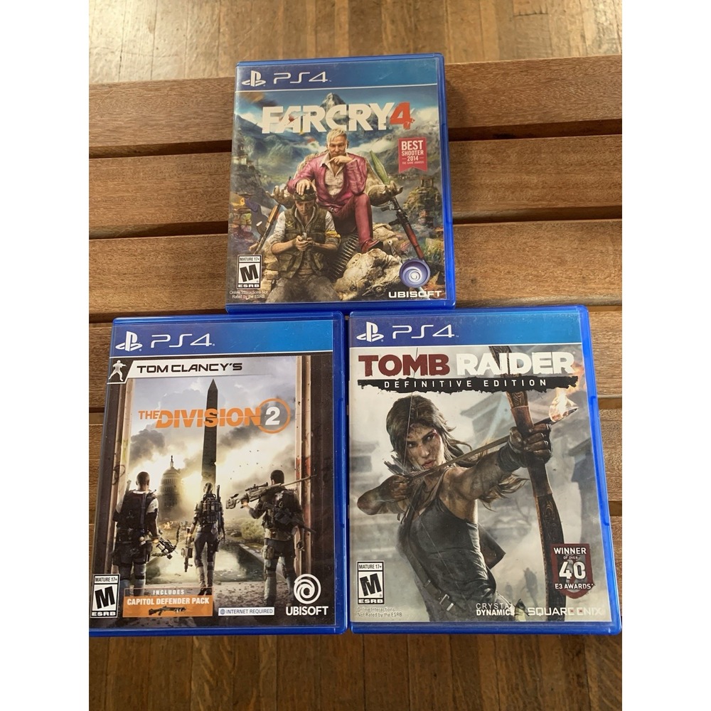 Sony PlayStation PS4 Game Lot Of 3 - Tomb Raider , Far Cry 4, Tom Clancy Tested